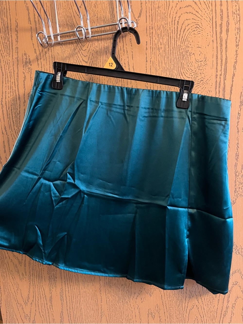zeagoo Teal Satin Mini Skirt